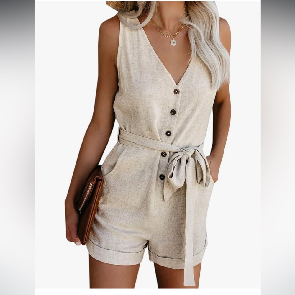 Beige Sleeveless Romper